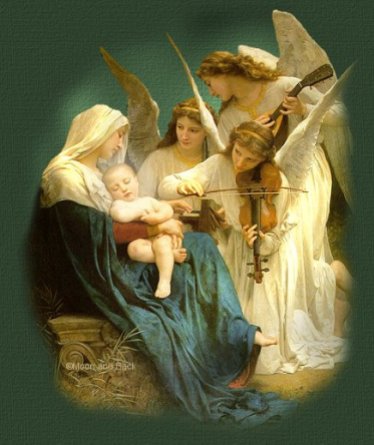Los ángeles, María y el Niño Jesús